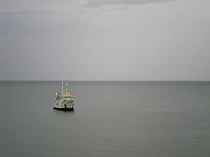 A lonely fishing boat.