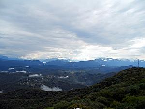 We climbed up a tower in the forest for a pretty view of the Caucasian Mountains around Socchi