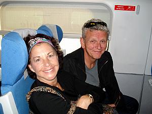 Mom and Dad in their train seats