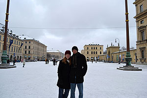 Jay and Kelly in Munich's historic district