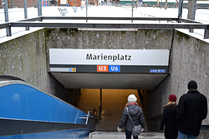 Heading into Marienplatz U-Bahn (subway)