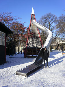 Now in Salzburg, Austria: we were amused at this giant children's playground slide. It had to be 30+ feet tall. On the other side, was a climbing wall to get to a mid-point platform for the slide. Awesome!