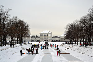 Back in Munich.

Schloss Nymphenburg (Nymphenburg palace) - the main summer residence of the Bavarian Kingdom rulers. The reflecting pools were turned into curling courts and ice skating rings!
