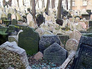 Old Jewish Cemetery: used from 1439 to 17 87. There are 12 layers of tombs because the city would not give the Jews more room to bury their dead. It has been estimated that there are approximately 12,000 tombstones presently visible, and there may be as many as 100,000 burials in all. 