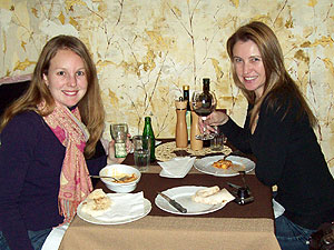 Kelly and Paula enjoying a great Italian dinner