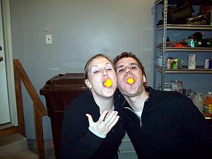 Lauren and Adam playing beer pong?