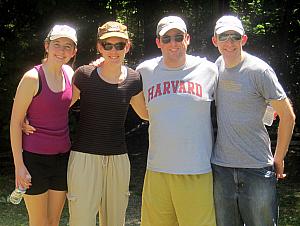 Julie, Kelly, Chad, Jay: hiking on a trail along the Natchez Trace 