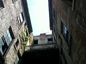 Inner courtyard of a historical building in Over the Rhine