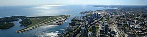 Panaromic view of the tiny airport on Toronto Island.