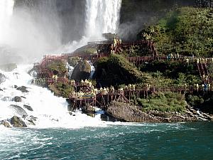 Next to the American Falls is a series of scaffolding allowing tourists to get up close and personal with the falls -- this tour is called the Cave of the Winds, though you don't go through any caves...