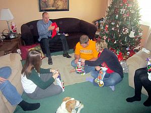 Christmas Eve at Jay's Parents house, opening up gifts