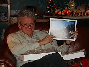 Dad opening his Yosemite Calendar