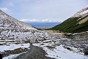 Ushuaia - hiking in the Martial Glacier valley, looking back towards the sea.