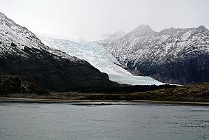 Sailing through the Chilean Fjords - a glacier.