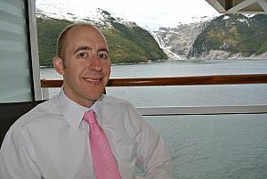 Sailing through the Chilean Fjords - a glacier - as seen from our stateroom balcony.