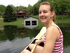 Kelly in the canoe