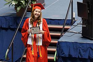 Julie's High School Graduation: receiving her certificate