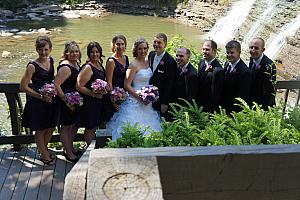 The whole wedding party at Chagrin Falls