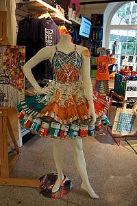 A funky dress made out of Vitamin Water wrappers, in one of the Faneuil Hall shops