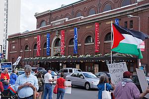 Boston's Symphony Hall -- we passed here on our way to a Red Sox game. We didn't know it, but President Obama was inside the hall campaigning, thus all the protesters. We didn't stick around to get a glimpse of the president, we had a baseball game to catch.