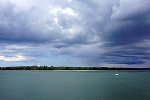 As we ferried back to town, some stormy weather blew in. We were lucky enough to get in the inside cabin before the skies emptied.