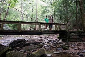 Jay and Chad posing on a bridge, during hike #2.