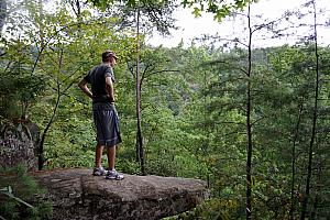 Jay enjoying a nice mountain-top view.