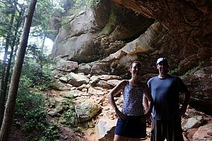 Kelly and Chad smiling that we made it. I think we went on the wrong trail for an hour, and had to backtrack. We accidentally found ourselves on the aptly-named "Rough Trail."