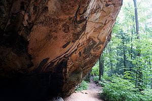 Interesting formations on the underside of this cliff. Looks almost like soot deposits.