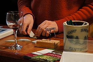 Adam attempting to solve a puzzle at the winery