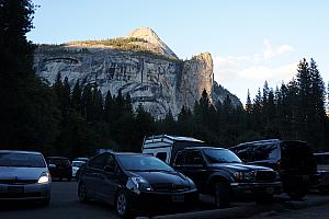 Parked in the lot of Curry Village, not a bad view!