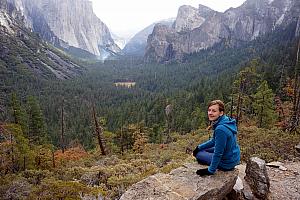 Kelly enjoying the view. While hiking here, we did get sleeted on a little bit. That was fun!