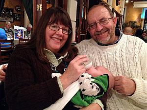 Mom and Dad with their grandson Cooper, at dinner to celebrate my 31st.