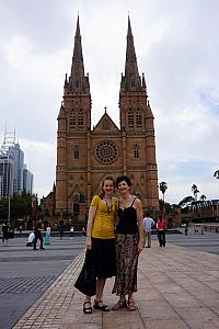 Kelly and Mom front the front of St. Mary's Cathedral