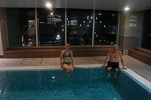 Recovering in the pool and hot tub. Conveniently located on the 61st floor ;).