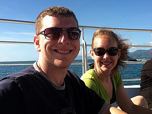 April 1 - Port Douglas: Kevin and Kelly enjoying the sun on the way out to the Great Barrier Reef.