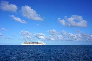 Passing by our cruise ship, the Celebrity Solstice.