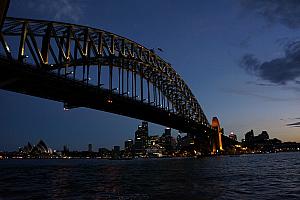 The Harbor Bridge at dusk