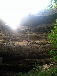 Katie repelling.