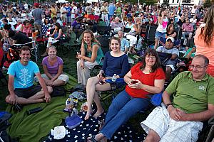 At Washington Park, with 20,000 of our closest friends, waiting for Lumenocity! Left to right: Adam, Katie, Kelly, Julie, Mom, Dad