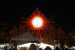 Music Hall lit up for Lumenocity 2013