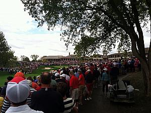 At the President's Cup at Muirfield Village Golf Club in Dublin, OH. Tiger Woods is on the 18th hole clinching a USA  victory!