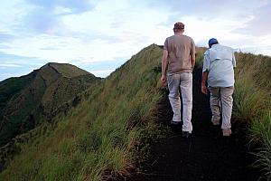 Jay hiking around the volcano with our guide.