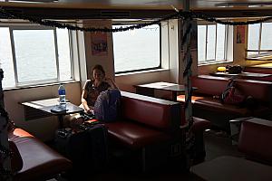 Riding the ferry to Ometepe -- we appreciated the comfortable seating and spacing. And we really appreciated this ferry after boarding our ferry returning from Ometepe (photos to come later).