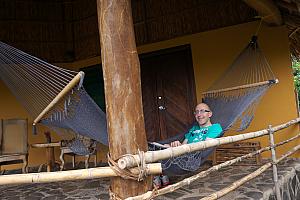 Jay hanging out on the hammock on our porch.