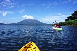 Back in a kayak, this time to the River Istian which runs between the two volcanos