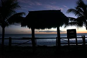 View of the beach just after sunset.