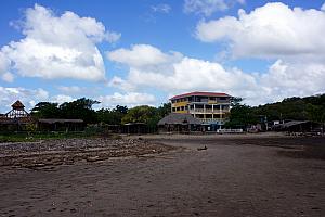 Arriving at Playa Popoyo. After walking for 30+ minutes past no more than a handful of half-built buildings, and the hostel, and seeing maybe 6 people, this felt like civilization, ha.