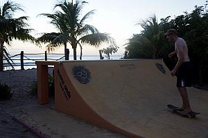 Jay pretending to skateboard