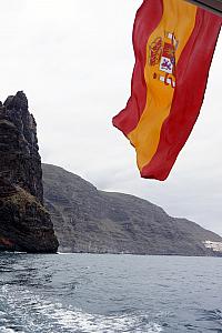 Capturing the Spanish flag at the rear of our boat.